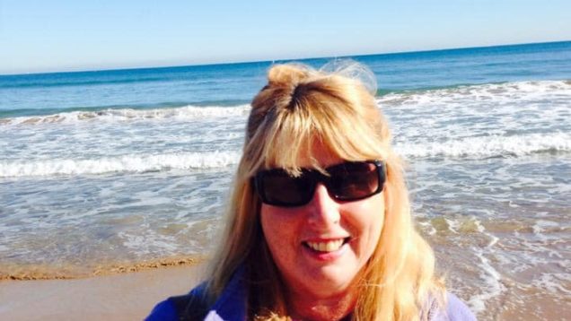 Alisons blog me in angel t shirt on beach